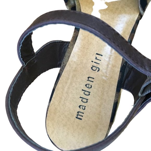 Madden Girl Endanger Leopard Brown PrintFabric Sandal Wedges Sz 8 #02 - Picture 7 of 11